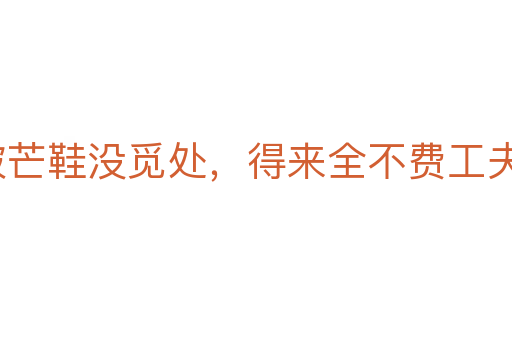 踏破芒鞋沒覓處，得來全不費工夫